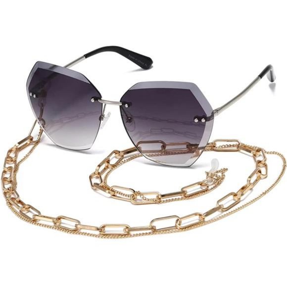 AEVOGUE Sunglasses For Women Oversized Rimless Diamond Cutting Lens Sun Glasses main image 6